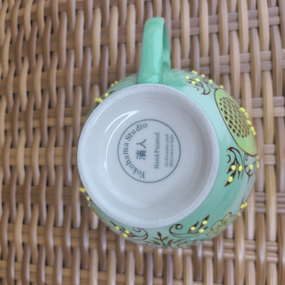 Yokohama Studio Footed Cup Floral Mug Pineapple Green Yellow Hand Painted - Picture 9 of 13